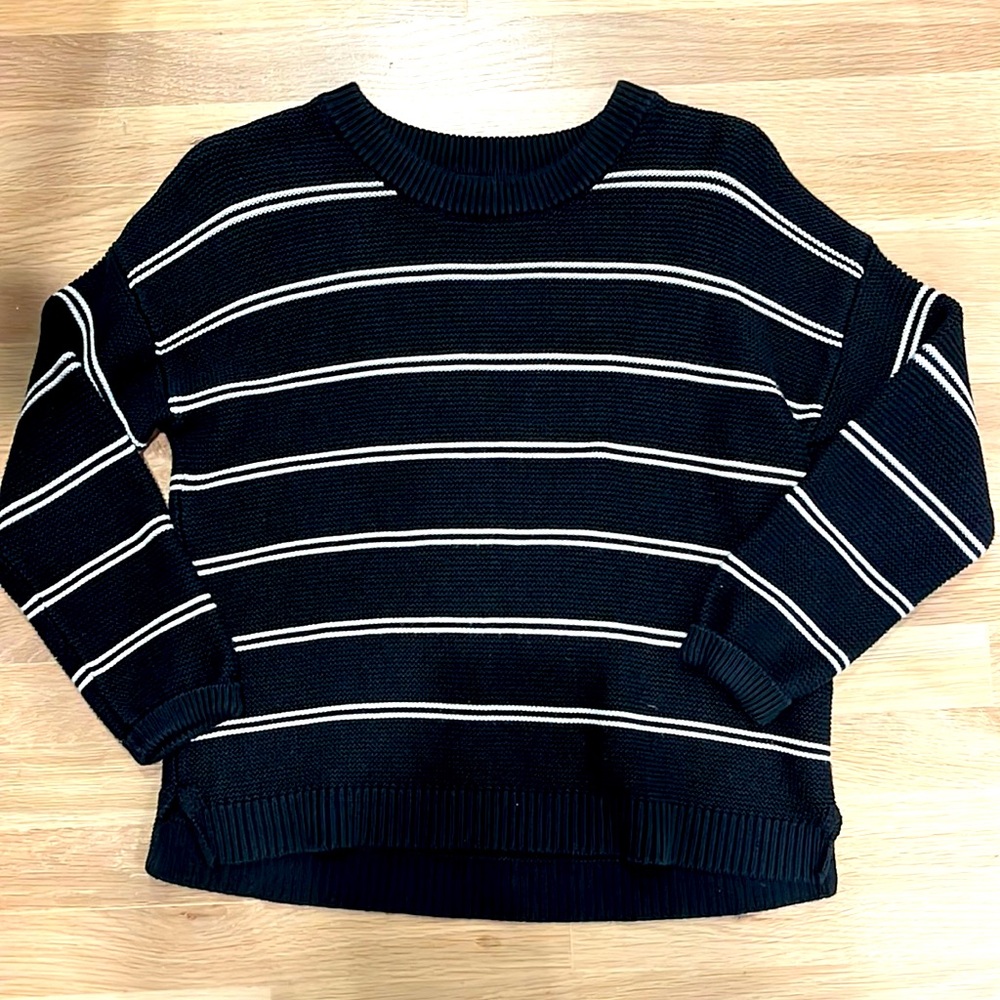 Marine Layer Women’s Sweater - Black & White Stripe Medium